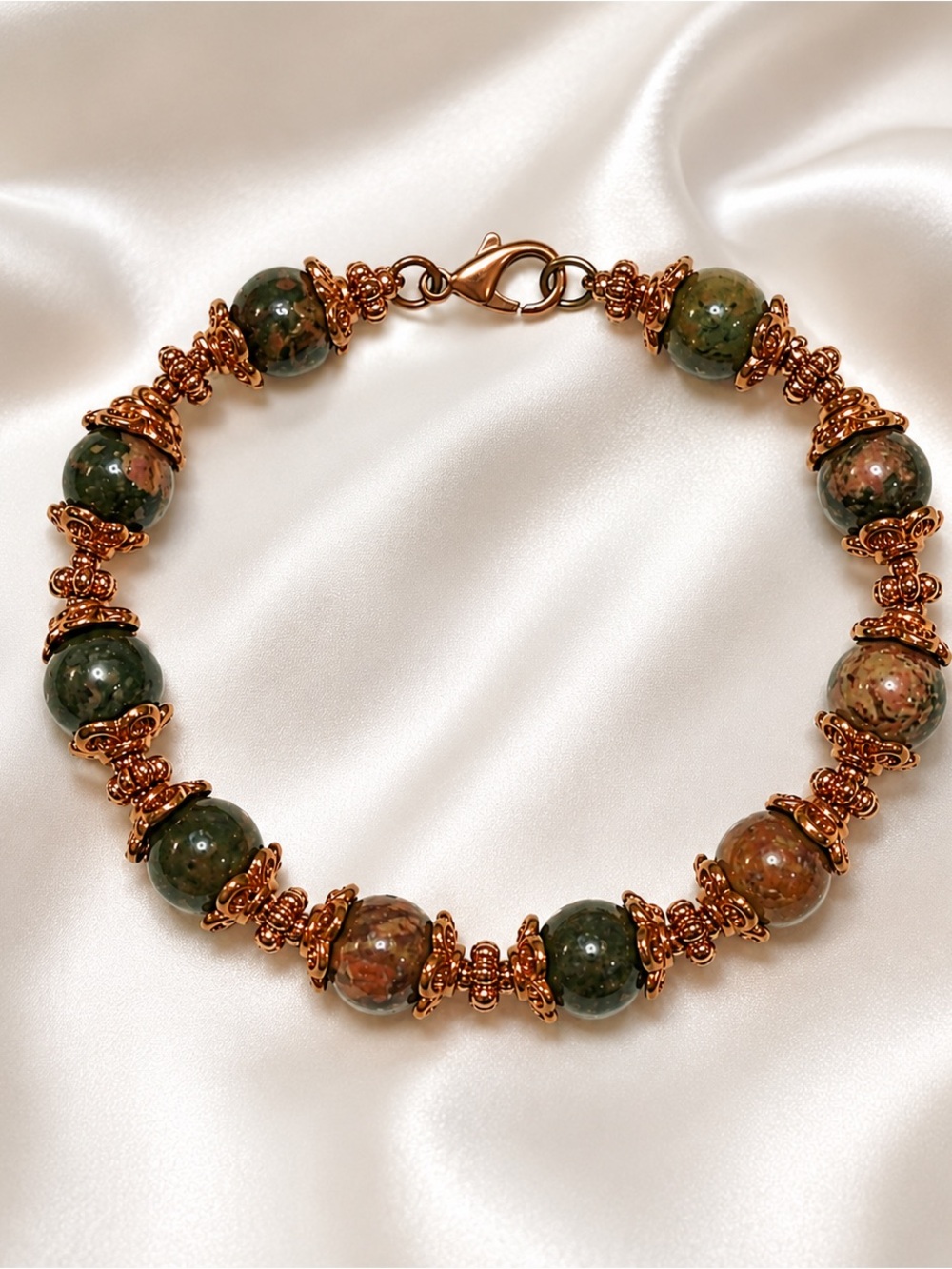 Handmade Jasper Beaded Bracelet, Original Artist Design- NWT